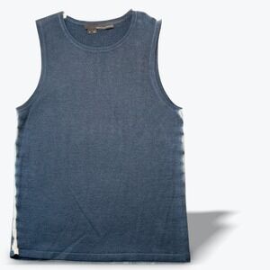 360 Cashmere Sleeveless Cashmere Knit Tank Blue Tie Dye Stripe Summer Chic Small